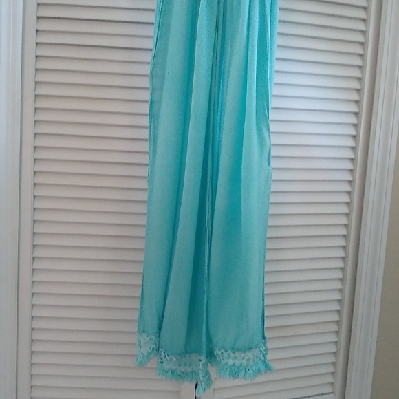 Talbots Accessories - Aqua blue soft scarf shawl with fringes hem